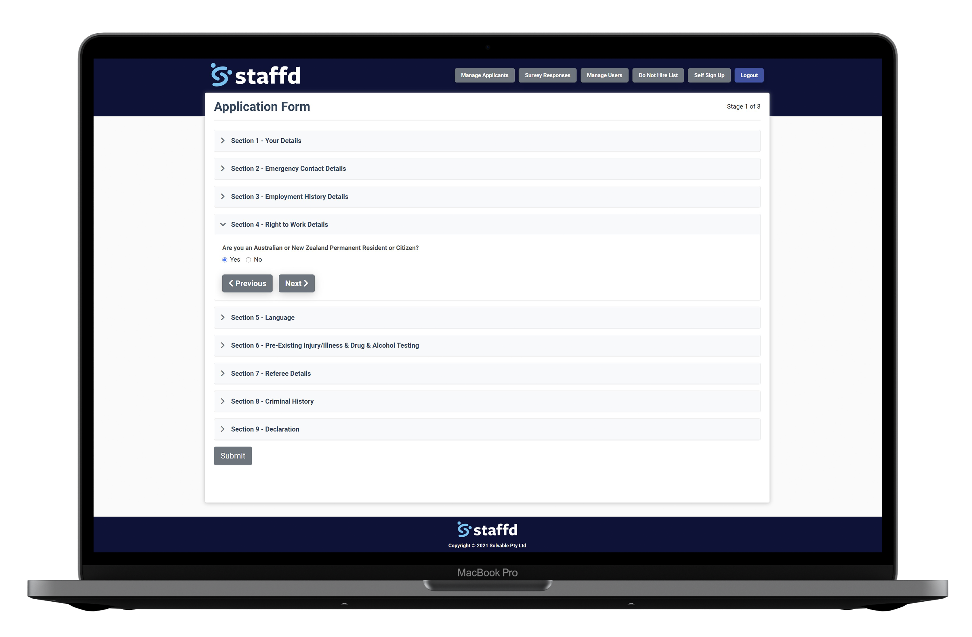 Staffd Application Form