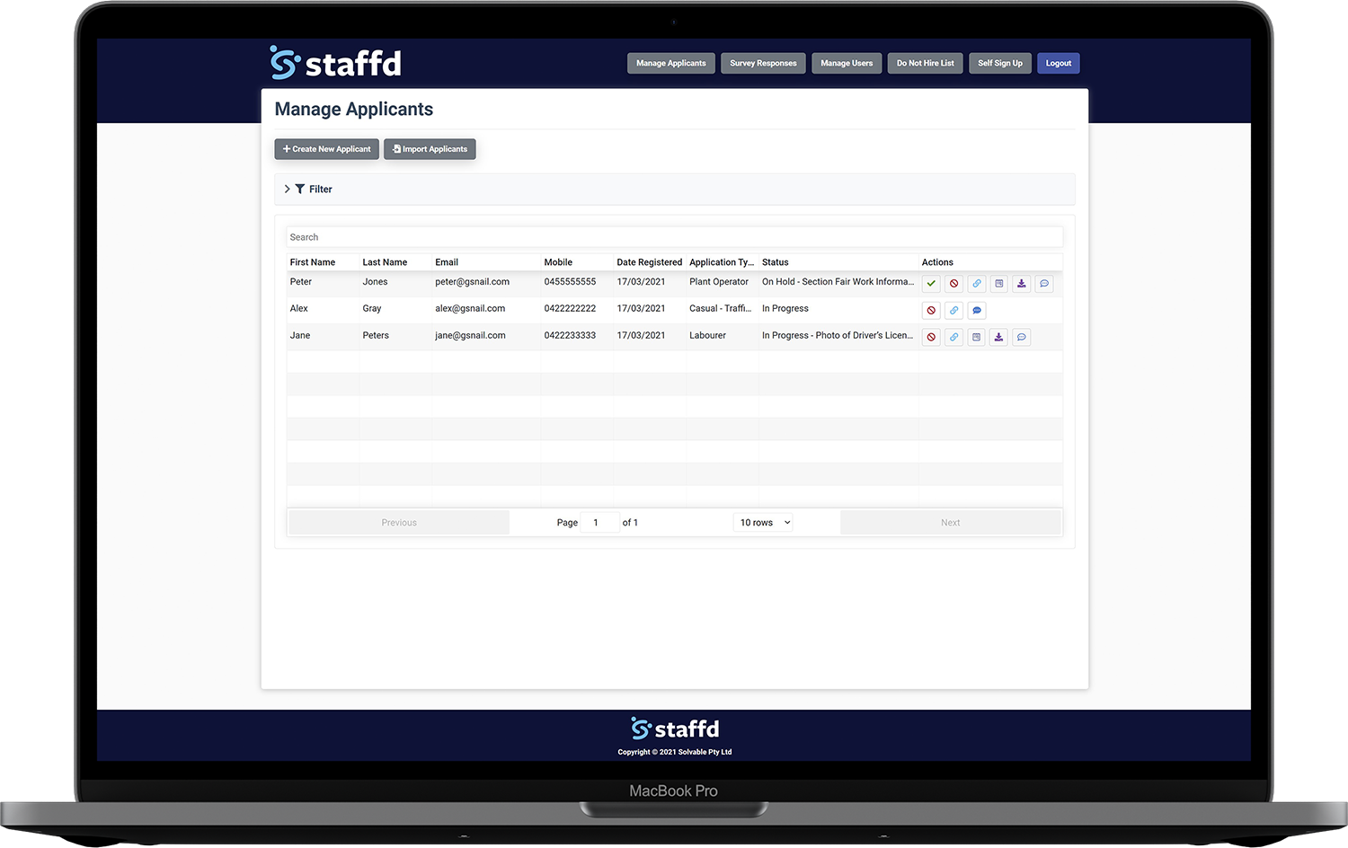 Manage Applicants